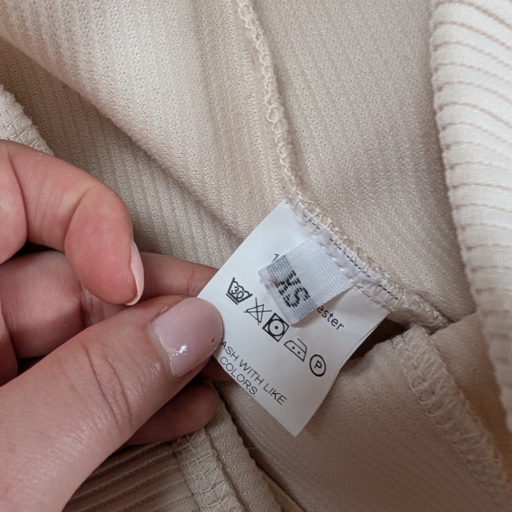 Cream Ribbed Women's Pants - Picture 2 of 4